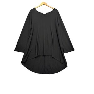 Bryn Walker Top Size XL Tunic Hi Low Black Lagenlook Lagom Oversized Relaxed LS